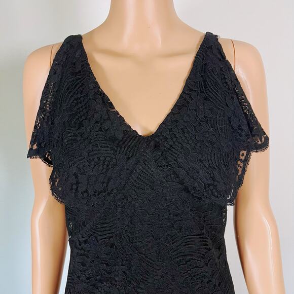 Vintage 1930s Black Lace Evening Gown FOGA Fashion Originators Guild // Size XS - Picture 2 of 10